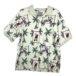 Windham Point Mens Large Polo Shirt Christmas Santa Golf Cart Short Sleeve